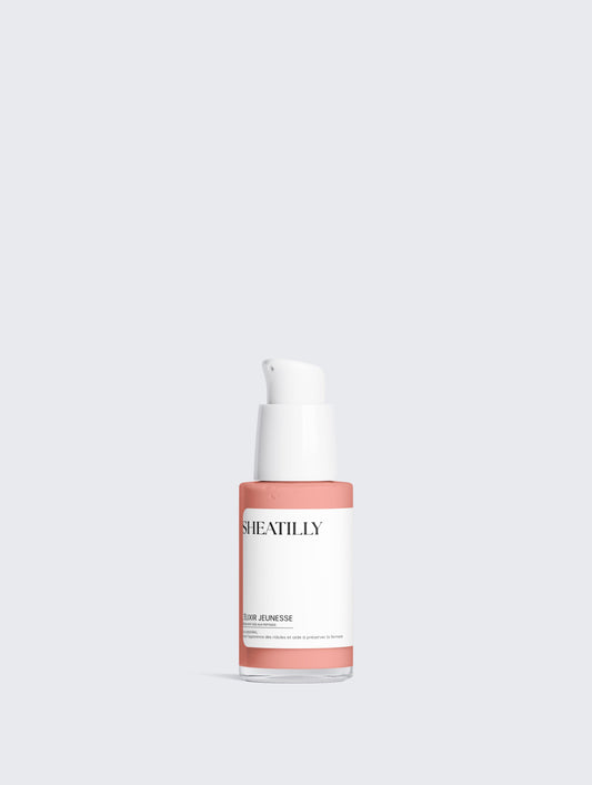 Flacon pompe L'Élixir Jeunesse Sheatilly 30 ml, sérum anti-âge aux peptides